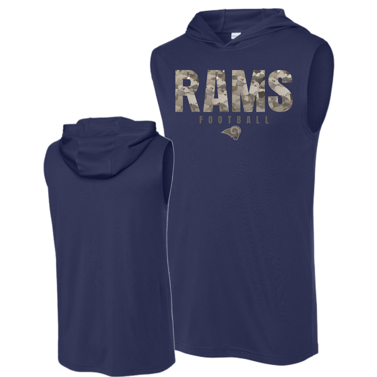 Rams Boosters - Camo Football Sleeveless Hoodie