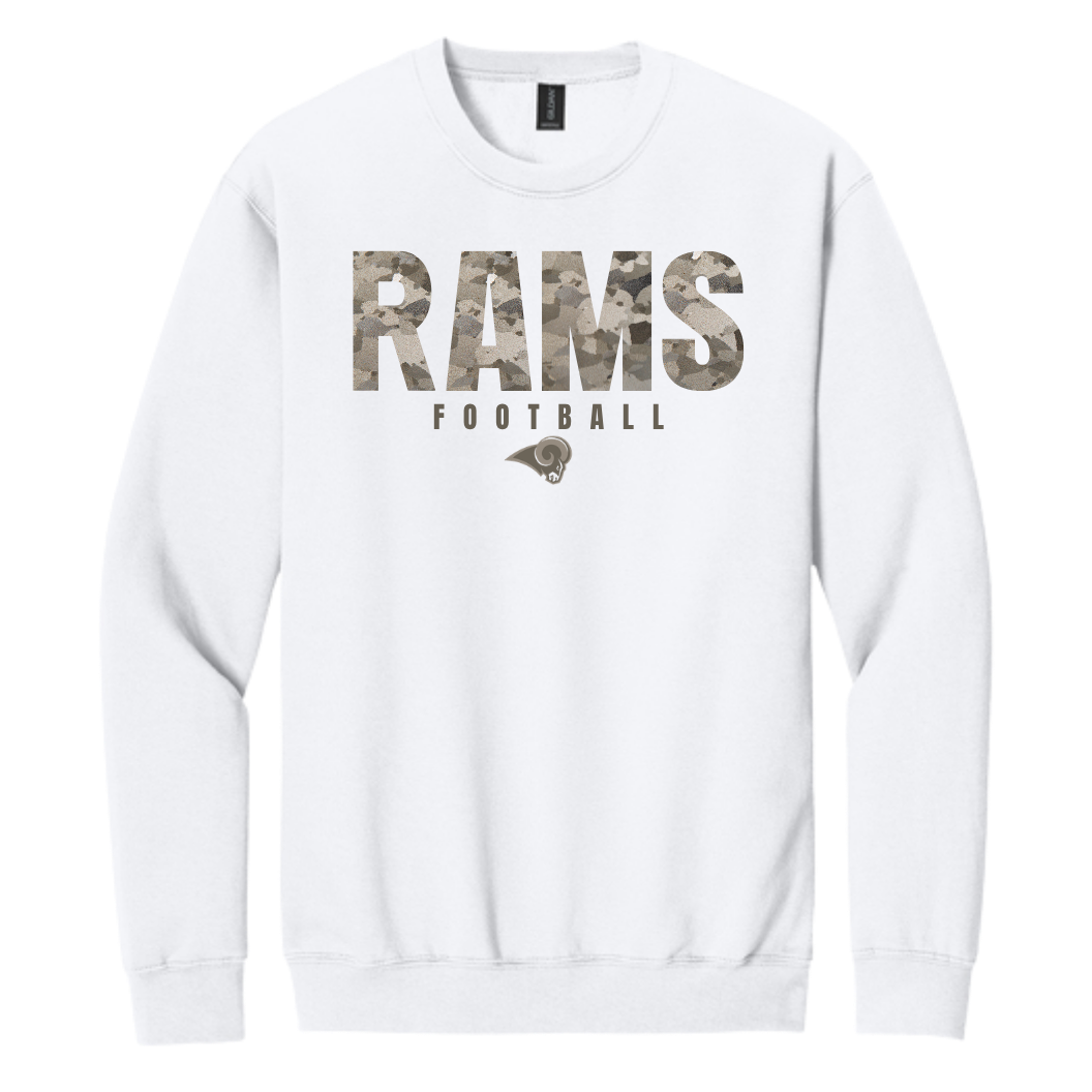 Rams Boosters - Camo Football Hoodie or Crew