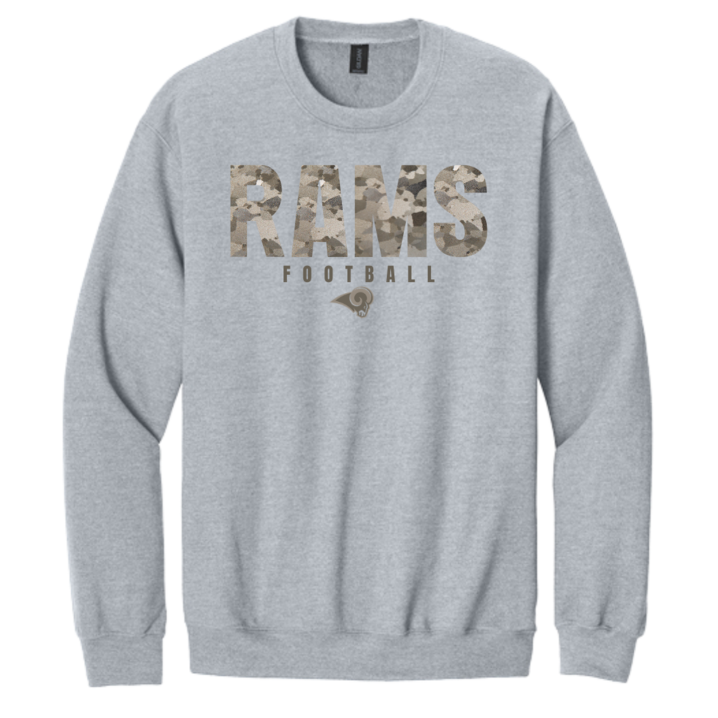 Rams Boosters - Camo Football Hoodie or Crew
