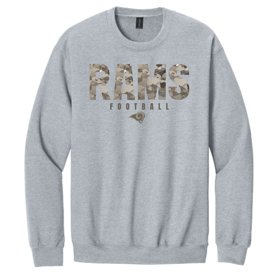 Rams Boosters - Camo Football Hoodie or Crew
