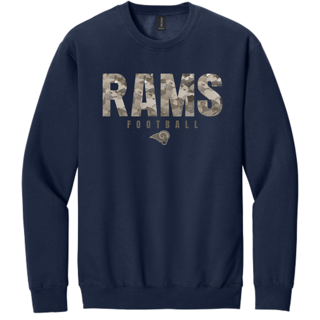 Rams Boosters - Camo Football Hoodie or Crew