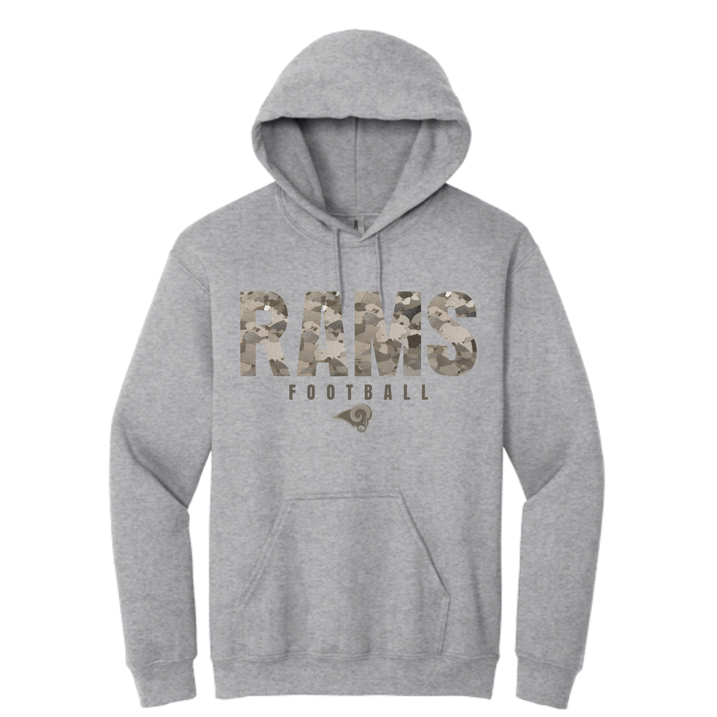 Rams Boosters - Camo Football Hoodie or Crew
