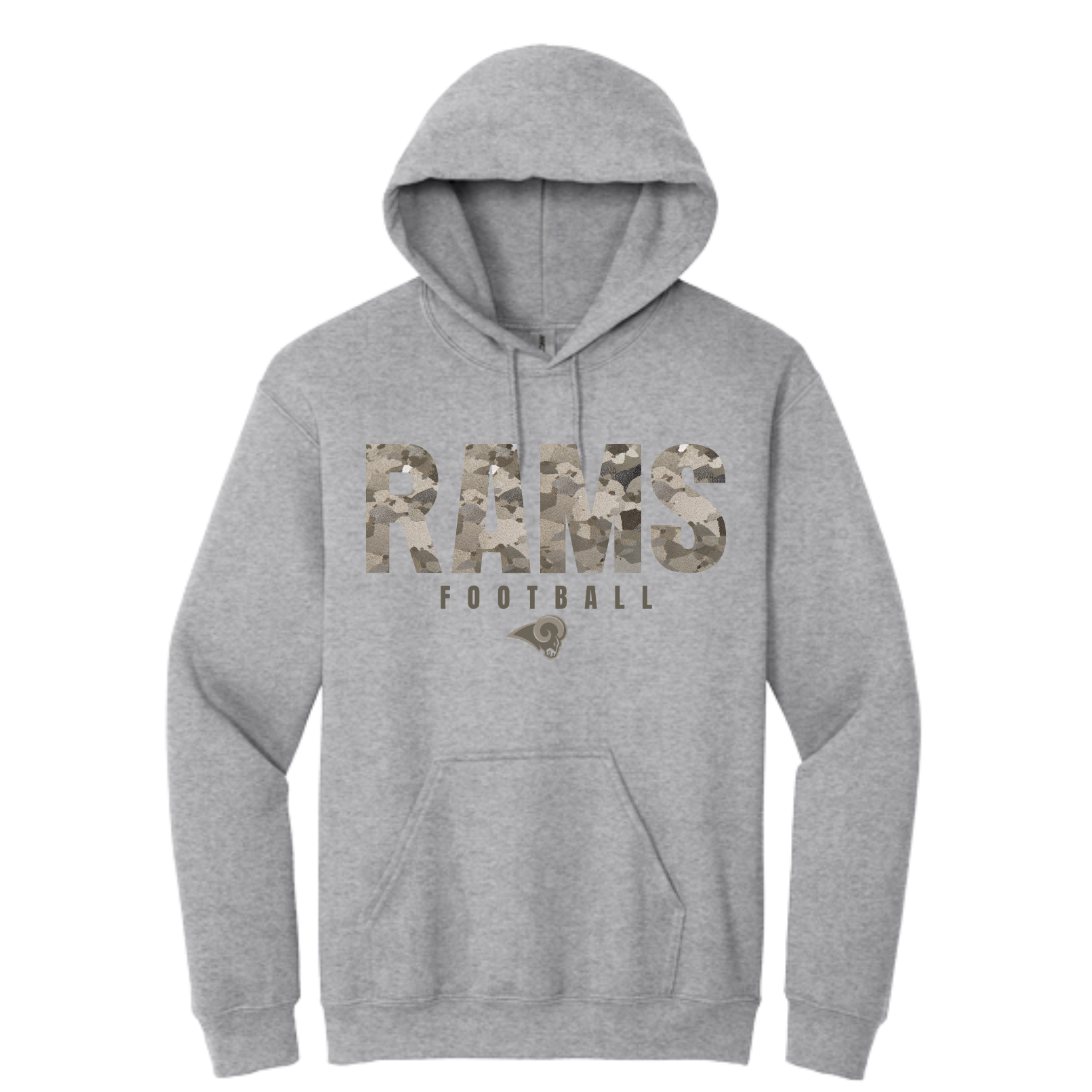 Rams Boosters - Camo Football Hoodie or Crew