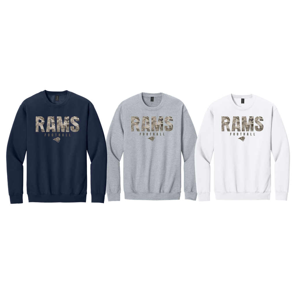 Rams Boosters - Camo Football Hoodie or Crew