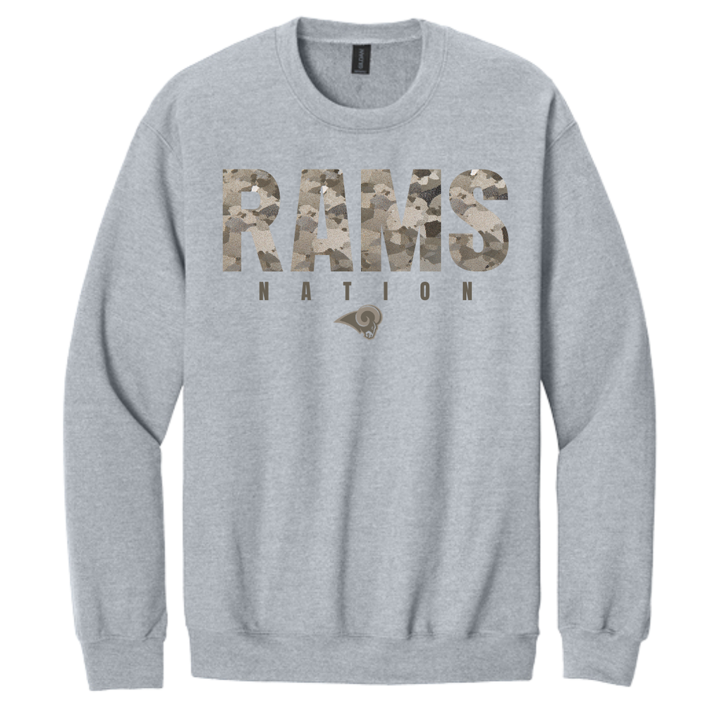 Rams Nation Camo Hoodie or Crew