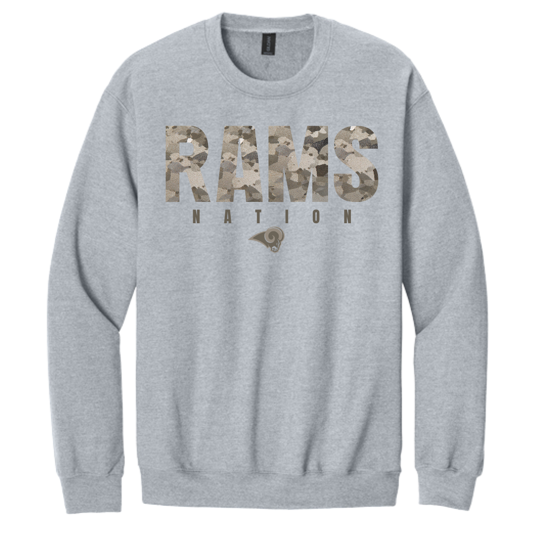 Rams Nation Camo Hoodie or Crew