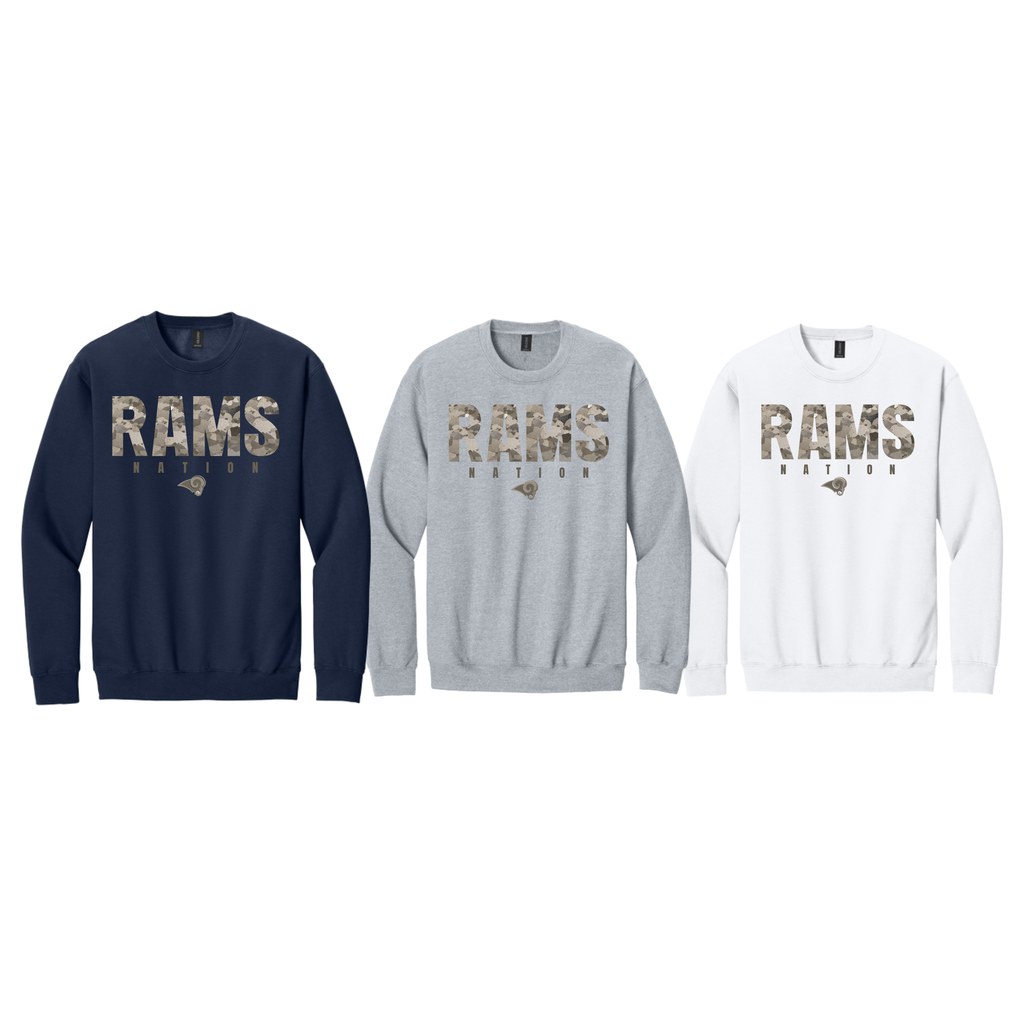 Rams Nation Camo Hoodie or Crew