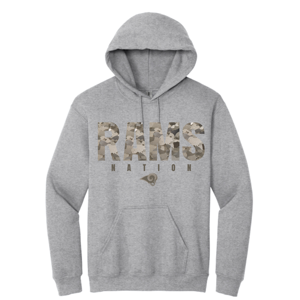 Rams Nation Camo Hoodie or Crew